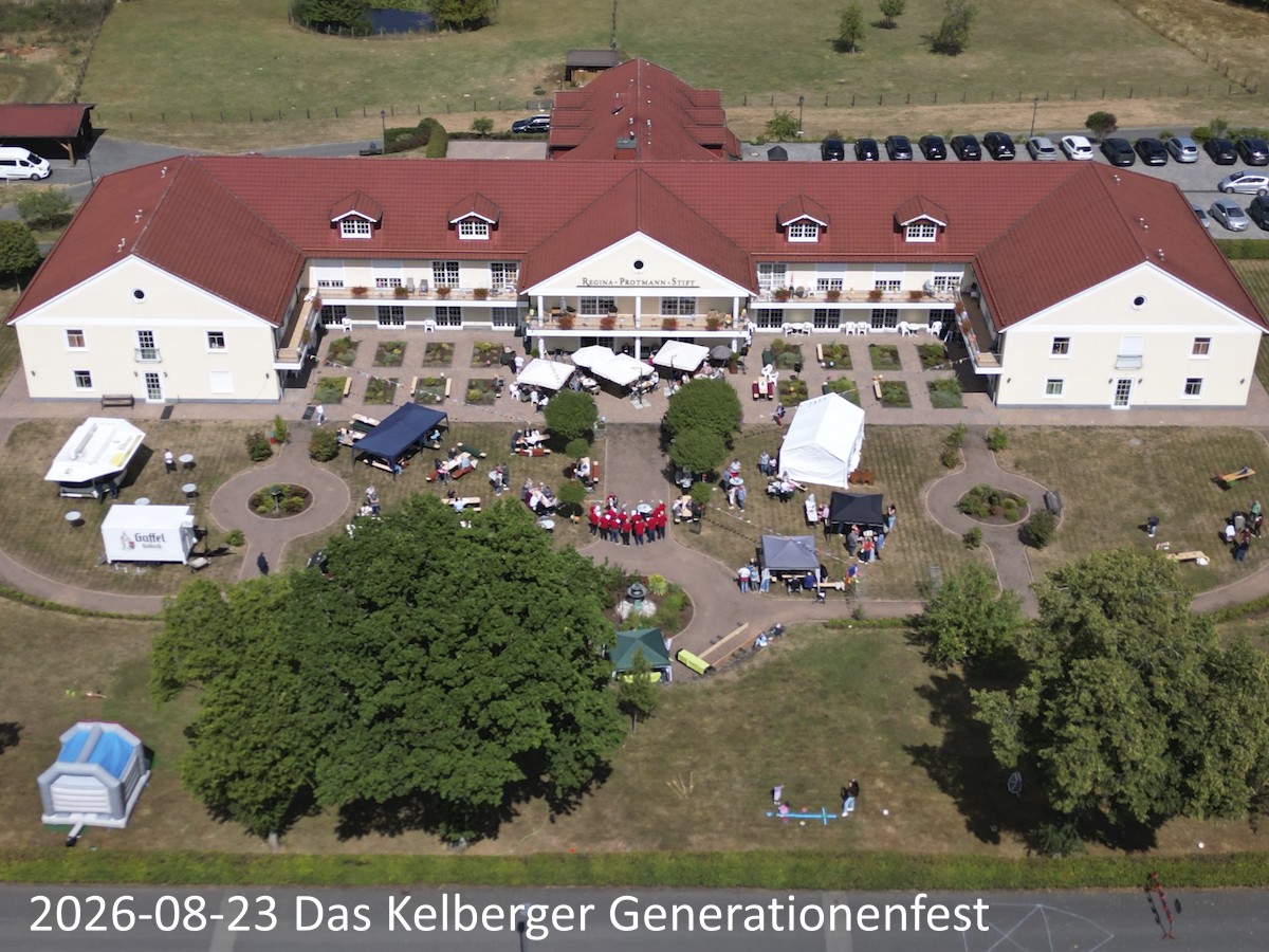 2026 Kelberg das 1. Generationenfest. Auf dem Gelände des Pflegeheim Regina-Protmann-Stiftes. Mit Musik, Tanz, Spiele, Essen gefeiert.